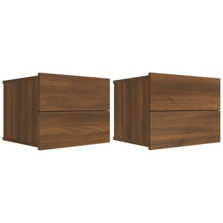 vidaXL Mesitas de noche 2 uds contrachapada marrón roble 40x30x30 cm