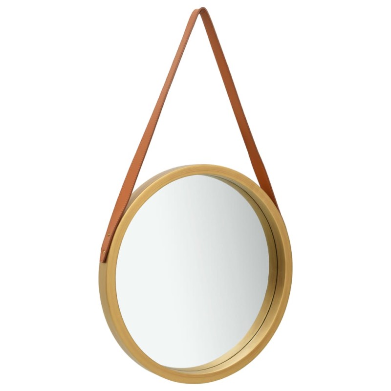 vidaXL Espejo de pared con correa dorado 40 cm vidaXL Espejo de pared con correa dorado 40 cm