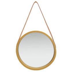 vidaXL Espejo de pared con correa dorado 40 cm