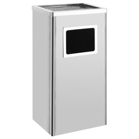 vidaXL Papelera con cenicero de acero inoxidable 45 L