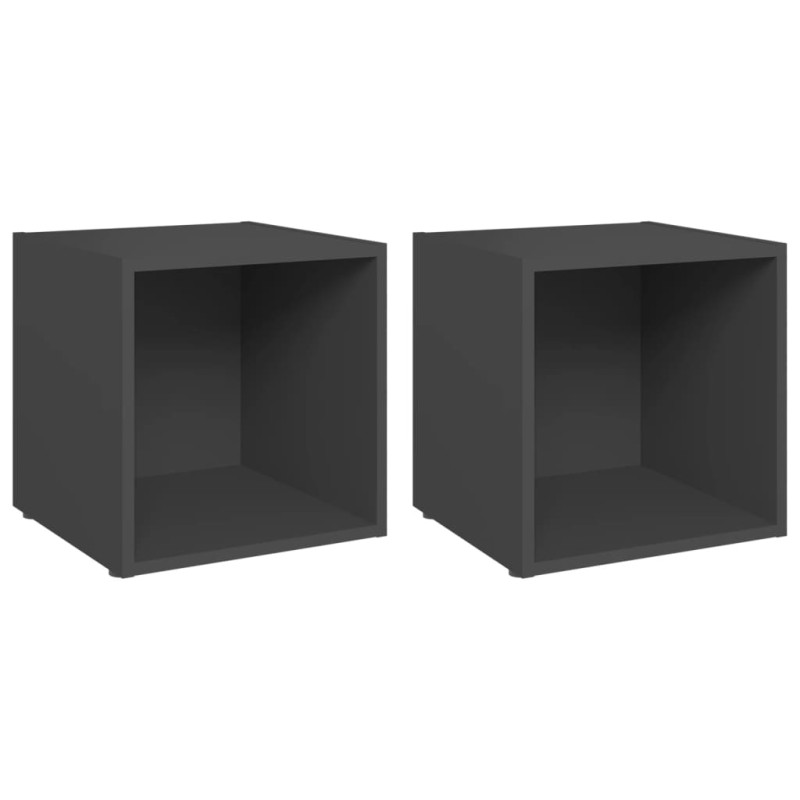 vidaXL Muebles para TV 2 uds madera contrachapada gris 37x35x37 cm vidaXL Muebles para TV 2 uds madera contrachapada gris 37x35x37 cm
