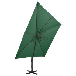 vidaXL Sombrilla voladiza con doble techo verde 300x300 cm