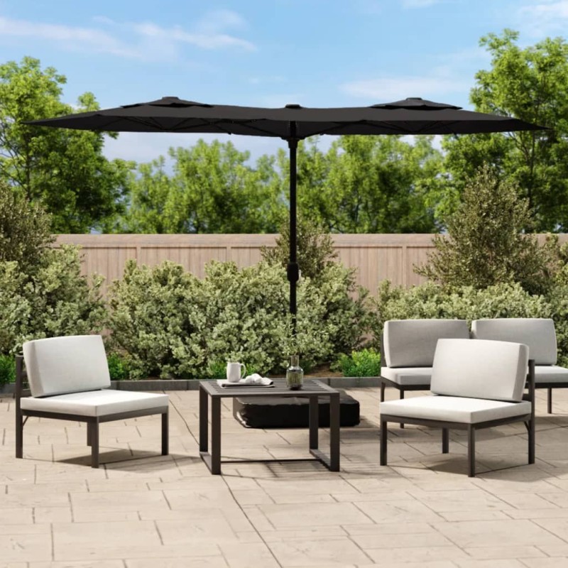 vidaXL Sombrilla doble negra 316x240 cm