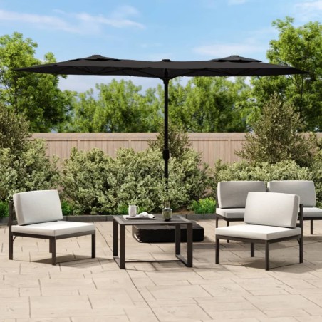 vidaXL Sombrilla doble negra 316x240 cm