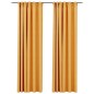 vidaXL Cortinas opacas ganchos look de lino 2 pzas amarillo 140x245 cm vidaXL Cortinas opacas ganchos look de lino 2 pzas amarillo 140x245 cm