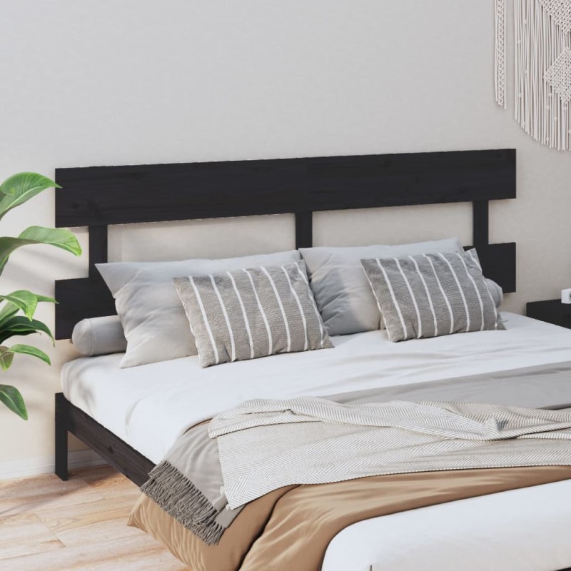 vidaXL Cabecero de cama madera maciza de pino negro 184x3x81 cm