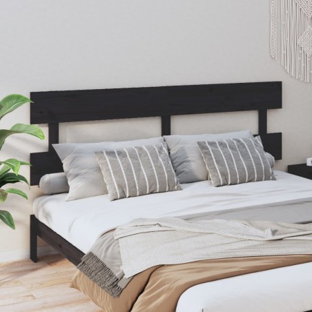 vidaXL Cabecero de cama madera maciza de pino negro 184x3x81 cm