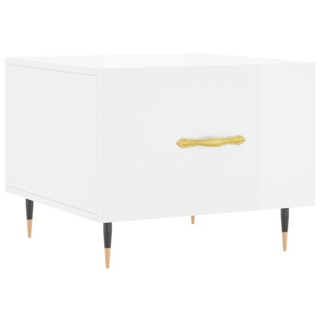 vidaXL Mesa de centro madera de ingeniería brillo blanco 50x50x40 cm