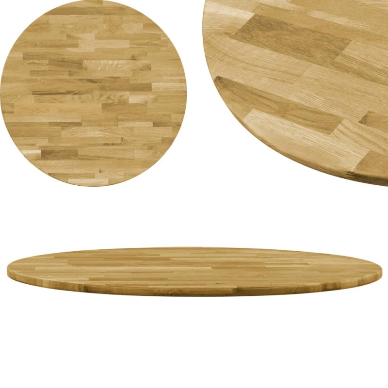 vidaXL Superficie de mesa redonda madera maciza de roble 23 mm 900 mm vidaXL Superficie de mesa redonda madera maciza de roble 23 mm 900 mm