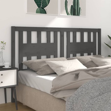 vidaXL Cabecero madera maciza de pino gris 146x4x100 cm