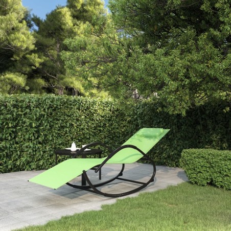 vidaXL Tumbona mecedora de acero y textilene verde