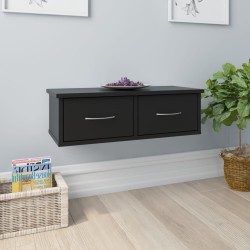 vidaXL Estante de cajones para pared contrachapada negro 60x26x18,5cm