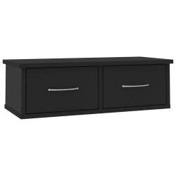 vidaXL Estante de cajones para pared contrachapada negro 60x26x18,5cm