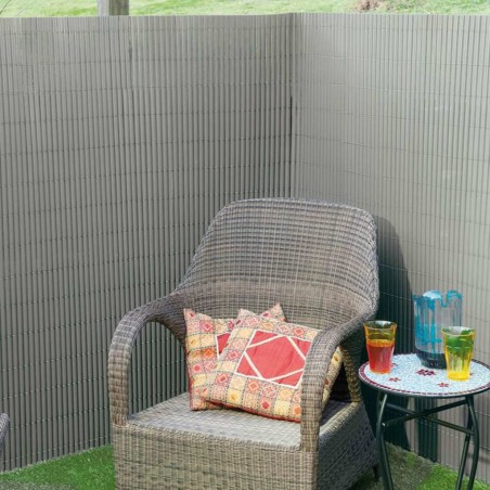 Nature Valla cañizo de ocultación jardín doble cara PVC gris 1x3 m 