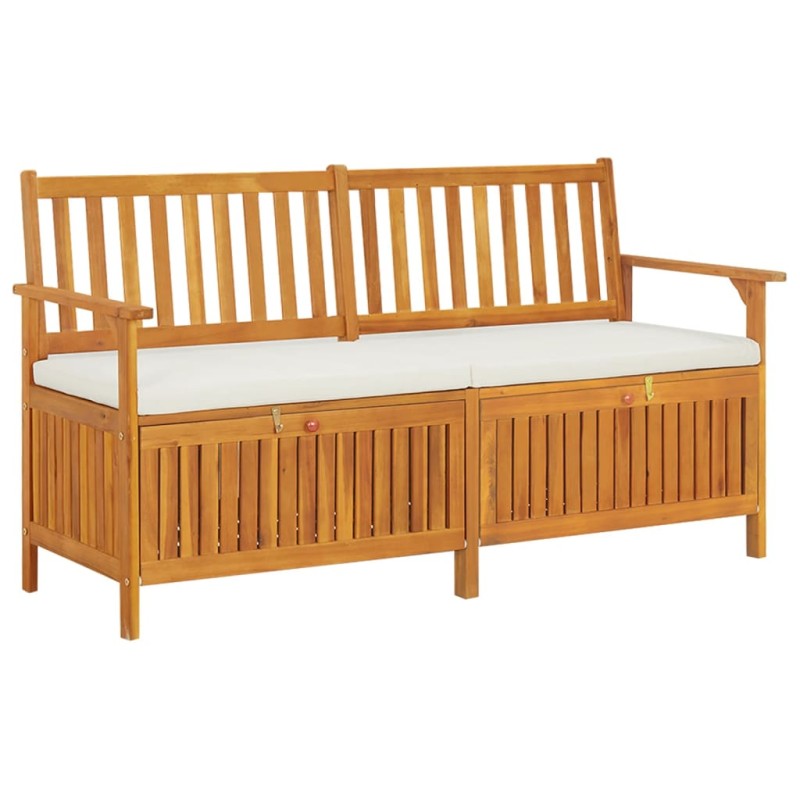 vidaXL Banco de almacenaje con cojín madera maciza de acacia 148 cm vidaXL Banco de almacenaje con cojín madera maciza de acacia 148 cm