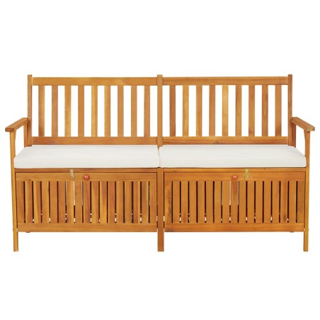 vidaXL Banco de almacenaje con cojín madera maciza de acacia 148 cm