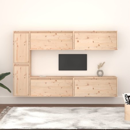 vidaXL Muebles para TV 6 piezas madera maciza de pino