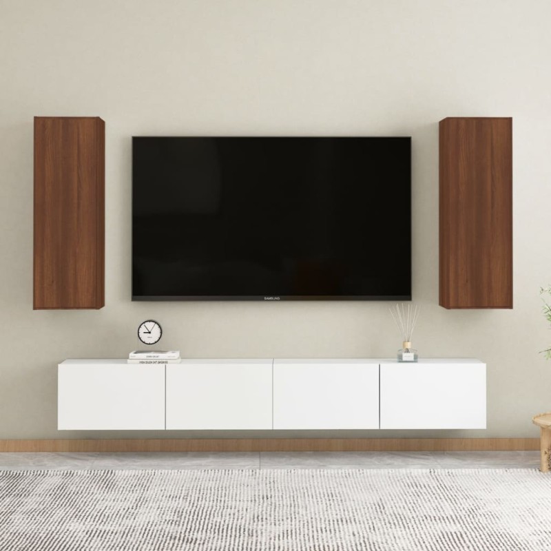 vidaXL Muebles para TV 2 uds contrachapado roble marrón 30,5x30x90 cm vidaXL Muebles para TV 2 uds contrachapado roble marrón 30,5x30x90 cm