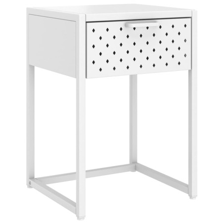 vidaXL Mesita de noche de acero blanca 38x35x54 cm