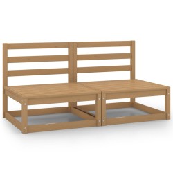 vidaXL Sofás centrales de jardín 2 uds madera maciza pino marrón miel