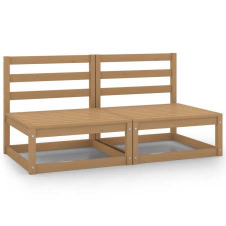 vidaXL Sofás centrales de jardín 2 uds madera maciza pino marrón miel