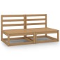 vidaXL Sofás centrales de jardín 2 uds madera maciza pino marrón miel vidaXL Sofás centrales de jardín 2 uds madera maciza pino marrón miel