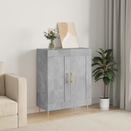 vidaXL Aparador de madera de ingeniería gris hormigón 69,5x34x90 cm