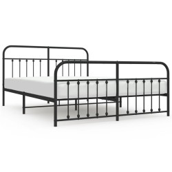 vidaXL Estructura de cama cabecero y pie de cama metal negro 180x200cm