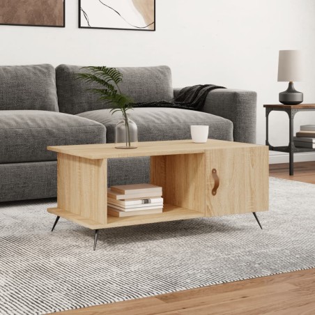 vidaXL Mesa de centro madera contrachapada roble Sonoma 90x50x40 cm