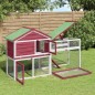 vidaXL Conejera de madera maciza de pino roja 185,5x60,5x109,5 cm vidaXL Conejera de madera maciza de pino roja 185,5x60,5x109,5 cm