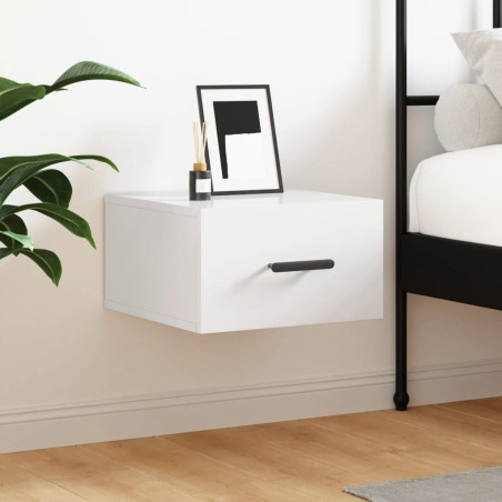 vidaXL Mesita de noche de pared blanco brillo 35x35x20 cm