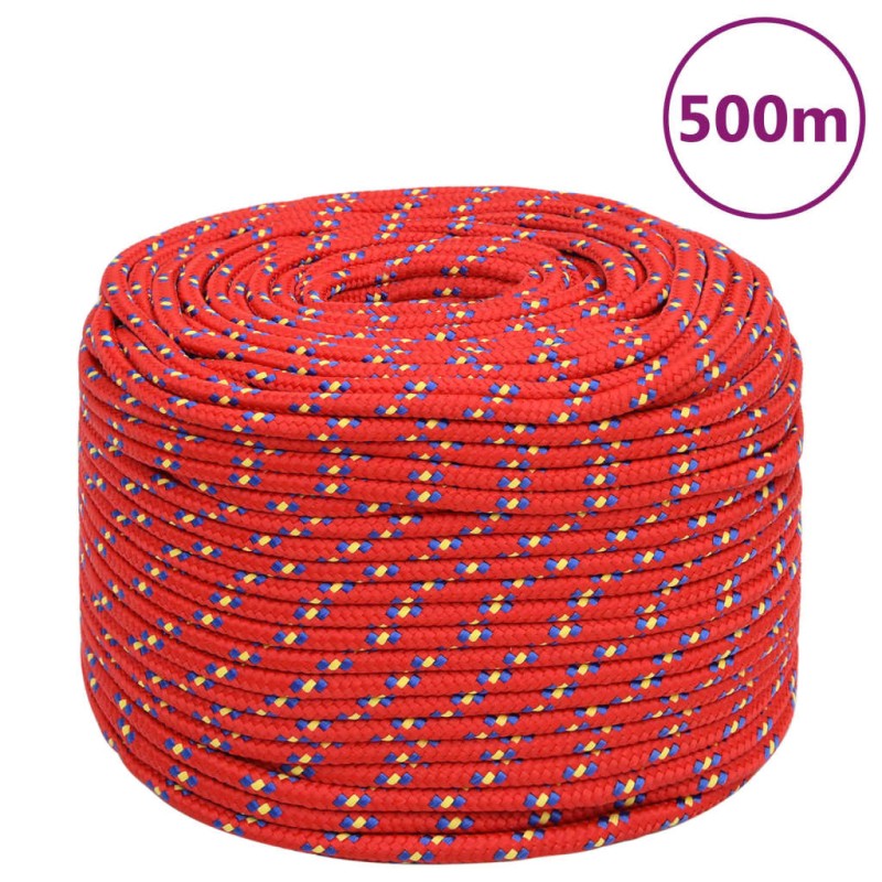 vidaXL Cuerda de barco polipropileno rojo 10 mm 500 m