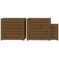 vidaXL Set cajas de jardín 3 pzas madera maciza pino gris marrón miel vidaXL Set cajas de jardín 3 pzas madera maciza pino gris marrón miel