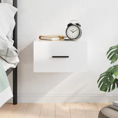 vidaXL Mesita de noche de pared blanco brillo 35x35x20 cm