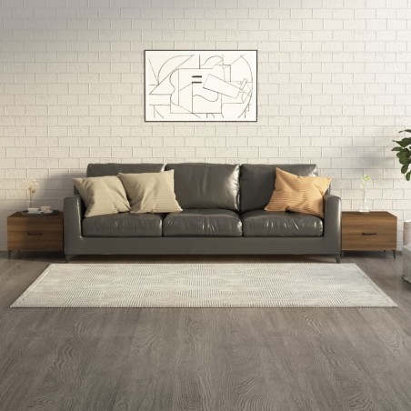 vidaXL Mesas de centro con patas metal 2 uds marrón roble 50x50x40 cm
