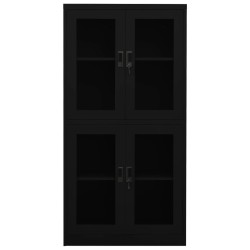 vidaXL Armario oficina de acero y vidrio templado negro 90x40x180 cm