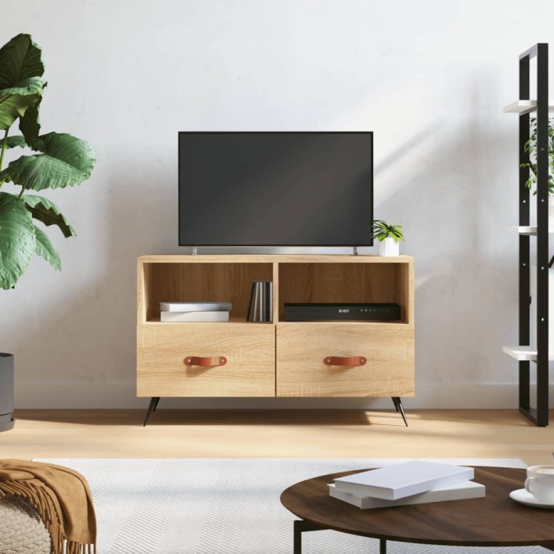vidaXL Mueble para TV madera contrachapada roble ahumado 80x36x50 cm vidaXL Mueble para TV madera contrachapada roble ahumado 80x36x50 cm