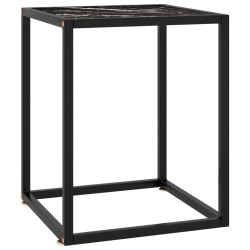 vidaXL Mesa de centro negra con vidrio de mármol negro 40x40x50 cm