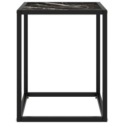 vidaXL Mesa de centro negra con vidrio de mármol negro 40x40x50 cm