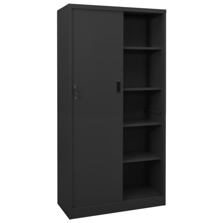 vidaXL Armario de oficina puerta corredera acero antracita 90x40x180cm
