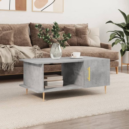 vidaXL Mesa de centro madera contrachapada gris hormigón 90x50x40 cm