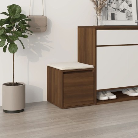 vidaXL Cajón taburete madera contrachapada marrón roble 40,5x40x40 cm