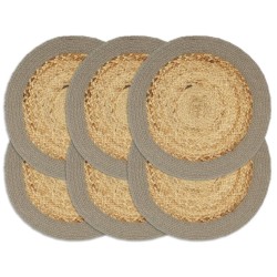 vidaXL Mantel individual 6 uds yute y algodón natural y gris 38 cm