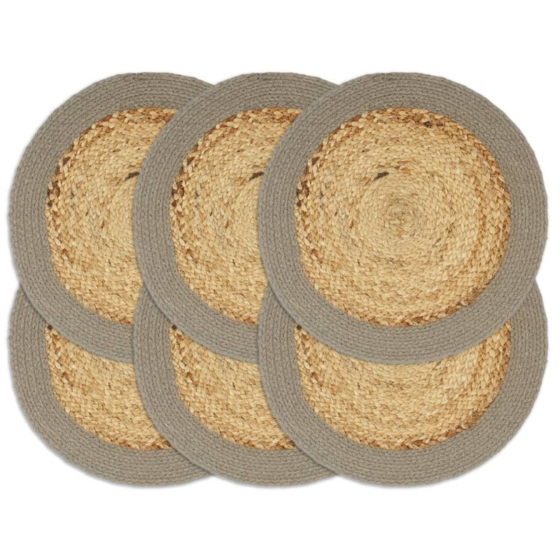 vidaXL Mantel individual 6 uds yute y algodón natural y gris 38 cm