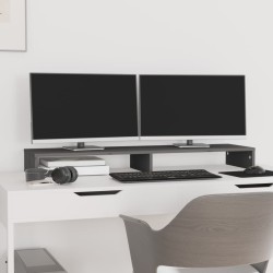 vidaXL Soporte de monitor madera maciza de pino gris 100x27x10 cm
