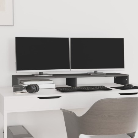 vidaXL Soporte de monitor madera maciza de pino gris 100x27x10 cm