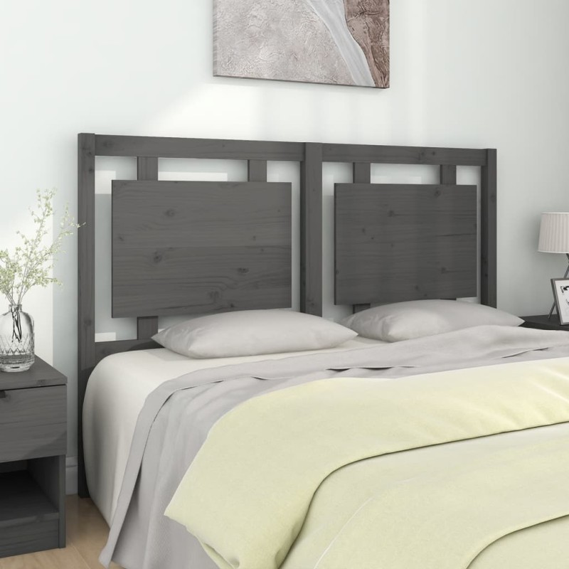 vidaXL Cabecero de cama madera maciza de pino gris 145,5x4x100 cm vidaXL Cabecero de cama madera maciza de pino gris 145,5x4x100 cm