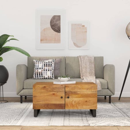 vidaXL Mesa de centro madera maciza mango y contrachapada 80x50x40 cm