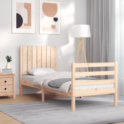 vidaXL Estructura de cama individual con cabecero madera maciza