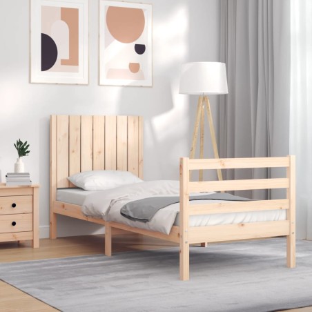 vidaXL Estructura de cama individual con cabecero madera maciza